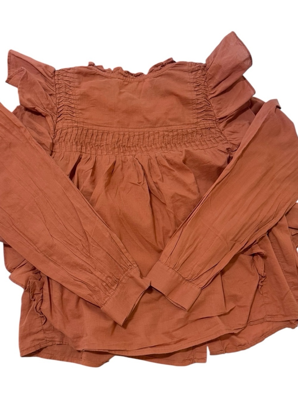 Astr Rust Ruffle-Trim Button Front Blouse - Picture 6 of 7